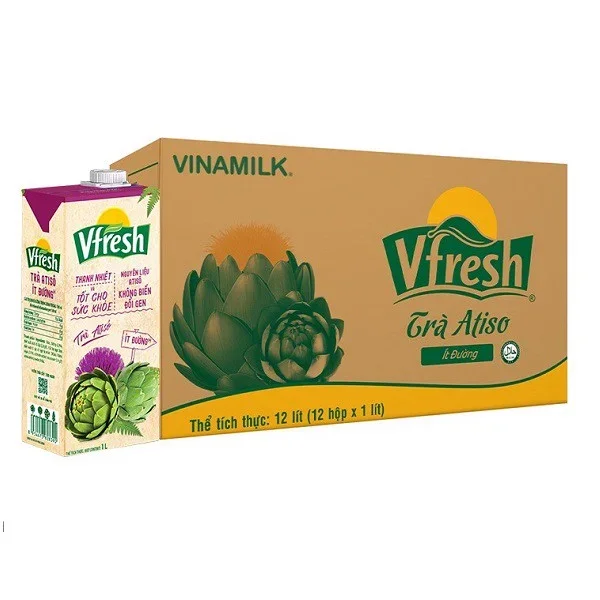Vinamilk-Vfresh-артишочный чай-без сахара-Оптовая продажа-высокое качество-1 Л x 12 коробок в коробке GMP HALAL ISO BRC
