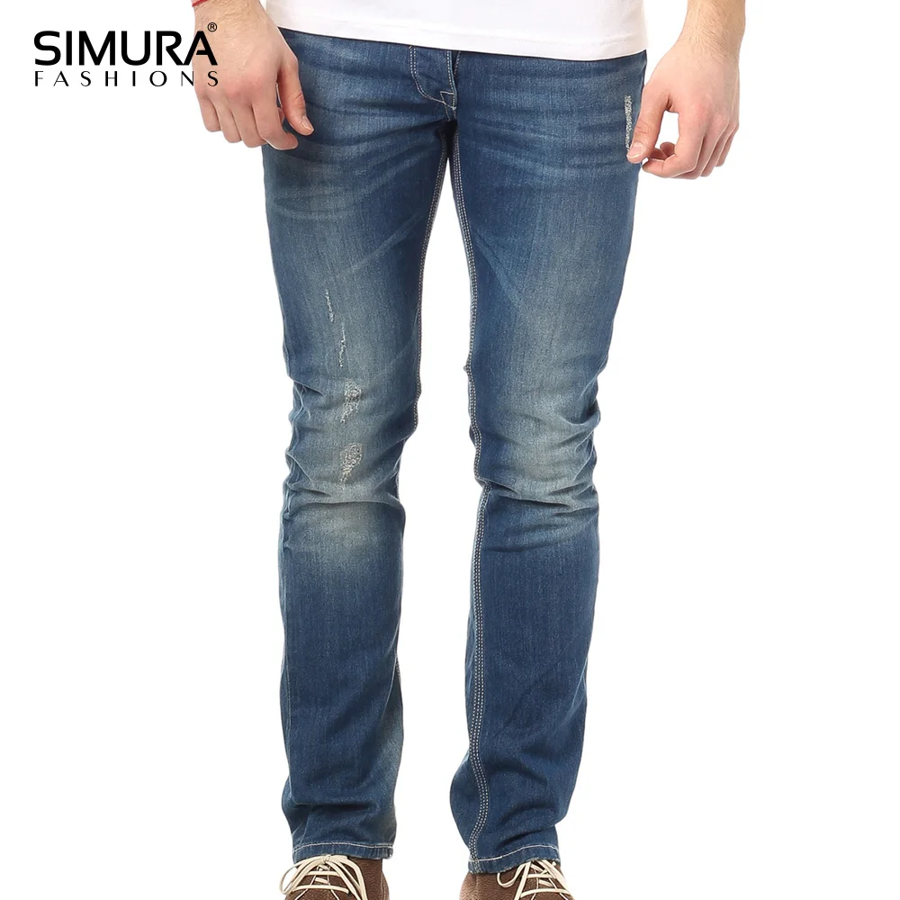 Western Style Cotton Spandex OEM Service Men Clothing Ripped Casual Pants High Street Hip Hot New Denim Jeans Pant For Boys