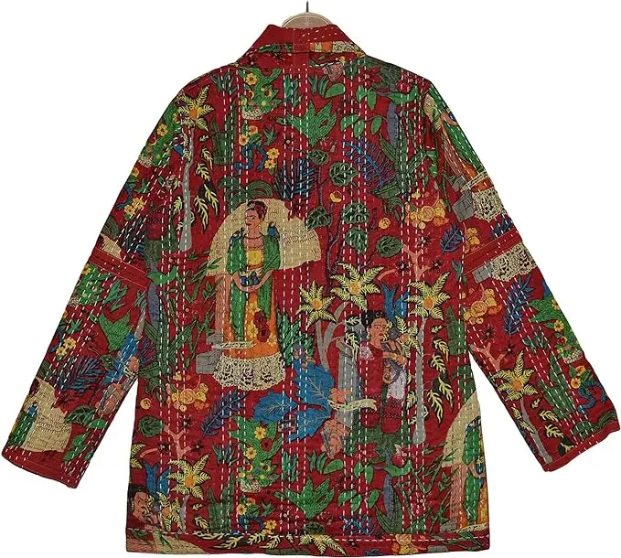 Artisanal Cotton Silk Kantha Jackets Traditional Hand Embroidered Quilted Jackets Eco Friendly Farida