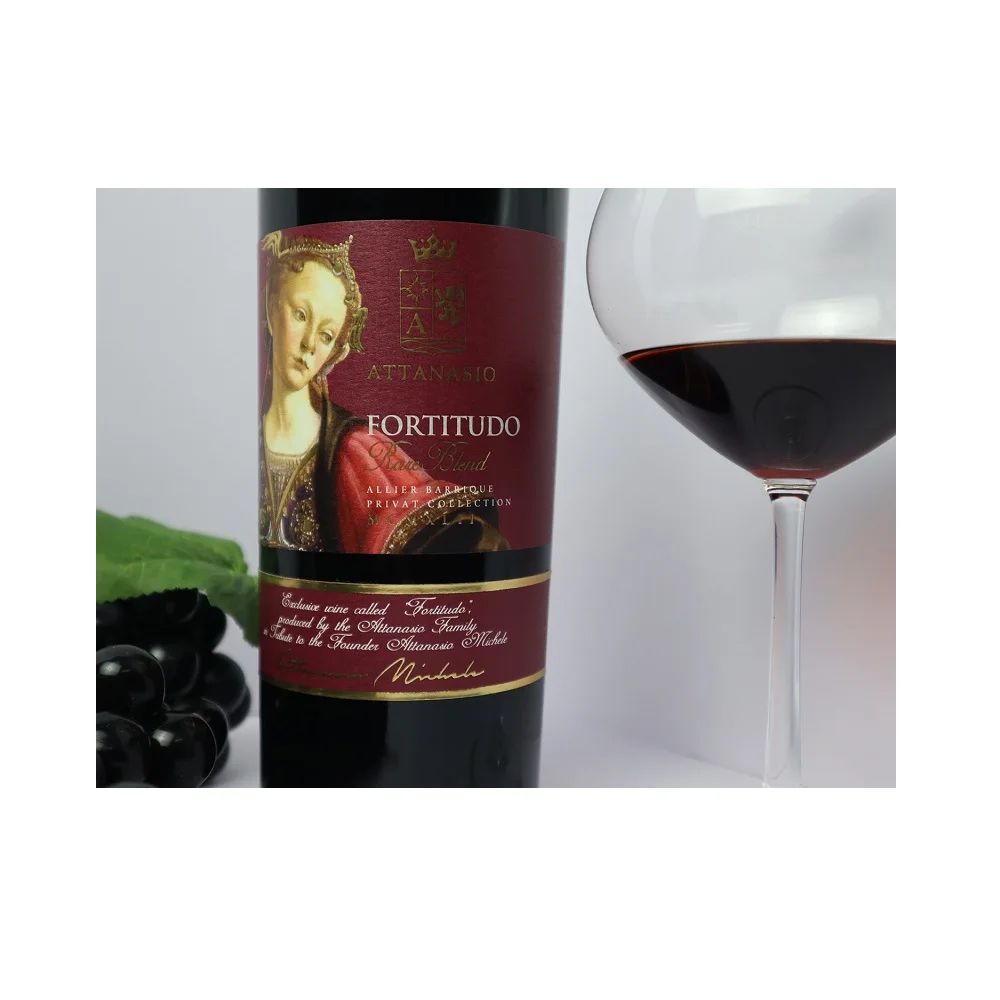 Table use for Merlot type grapes bottle dry package italian wine brands Attanasio Fortitudo Blend Rosso I.G.P Puglia from Italy