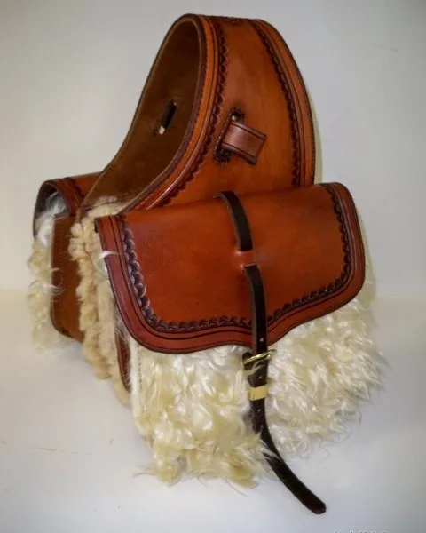 Furry and Premium Leather Western 200% Genuine Leather Western saddle bag