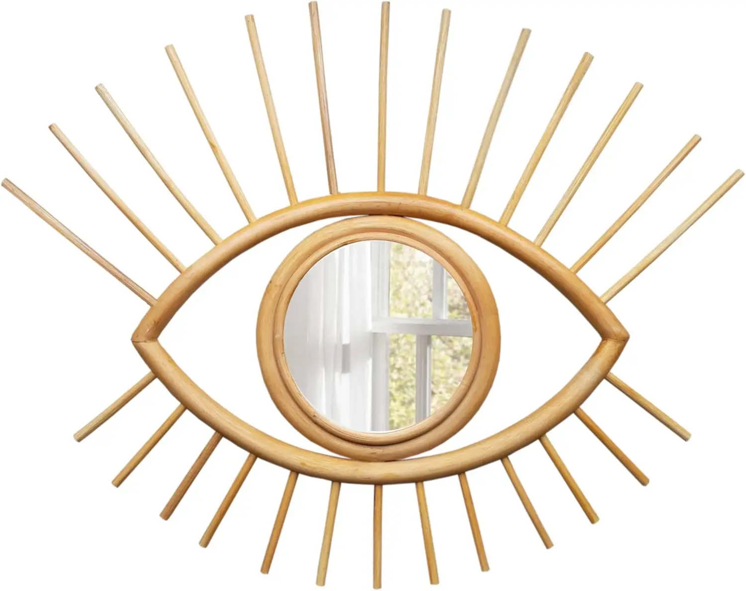 Wholesaler Rattan Eye Mirror Handwoven Hanging Mirror for Living Room Bedroom Decoration Vietnamese Manufacture