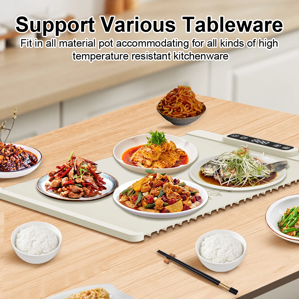 Rayshine Silicone Electric Adjustable Temperature Control Food Warming Tray Heating Plate Mat Table