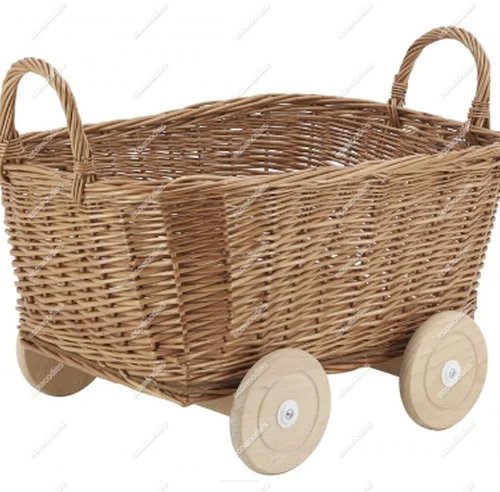 Children Pretend Toys Miniature Handcrafted Stroller Rattan Doll Furniture Baby Doll Cribs Cradle at Wholesale Price