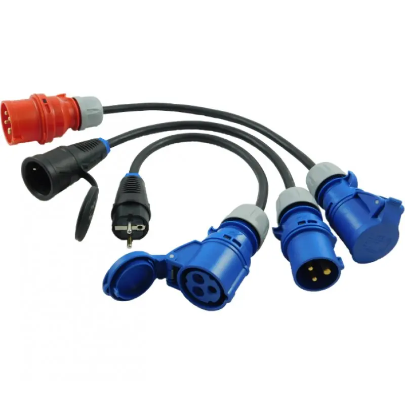 3-pin Caravan CEE Industrial Extension Cables Adapter Cable with Schuko Earthing Contact Coupling and CEE Plug