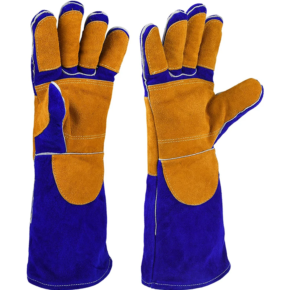 Customized size Premium Split Cow Leather Heat Resistant Fire Proof Welding Gloves Hot sale products