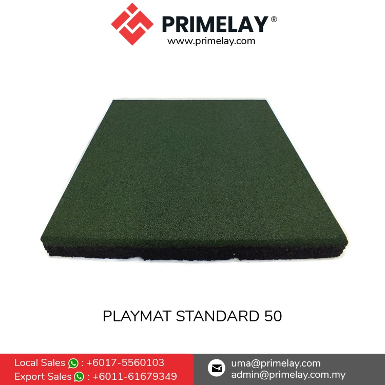 Easy to Clean Abrasion-resistance Rubber Smooth Surface 50mm Thickness Rubber Flooring Playmat SQ 50 at Competitive Price