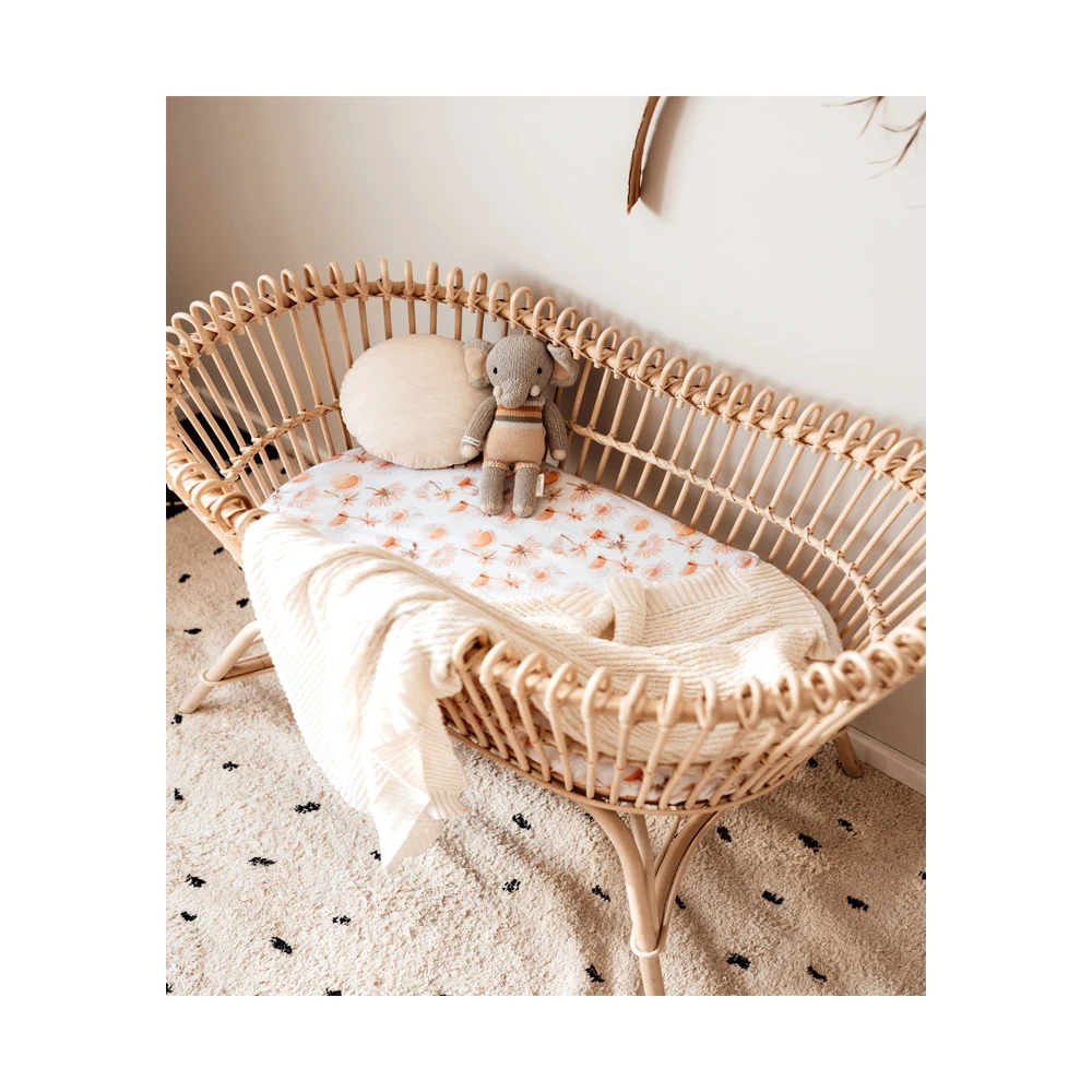 Baby Cotton Bamboo Jersey Stretch Fitted Bassinet Sheet Set Cradle Sheets For Bassinet Pad Crib