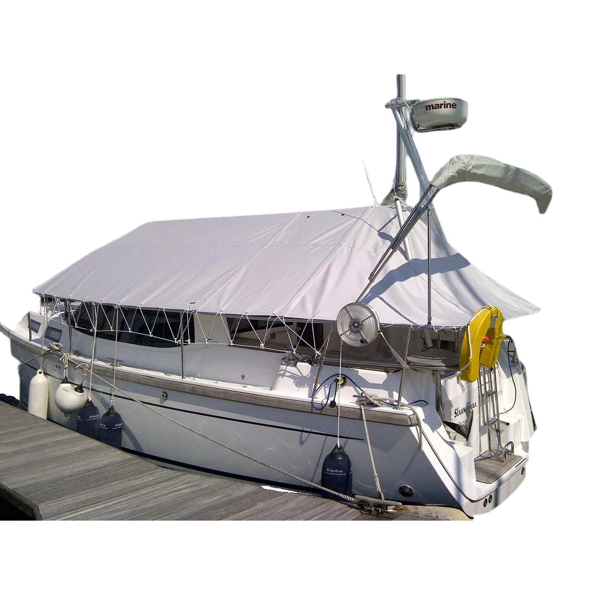 Custom Ocean Boat Tarp Awning Functional Tent for Marine Boat Large Tarpaulin Covering Up Ship Deck for Events Side rolled up