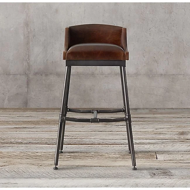 Vintage Industrial Leather Bar Stool Wholesale antique metal Restaurant Bar Stool