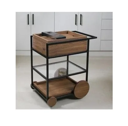 Metal Blue Color Serving Food Trolley Two Tier Customized Size And Shape Food Serving Trolley For Home Usage