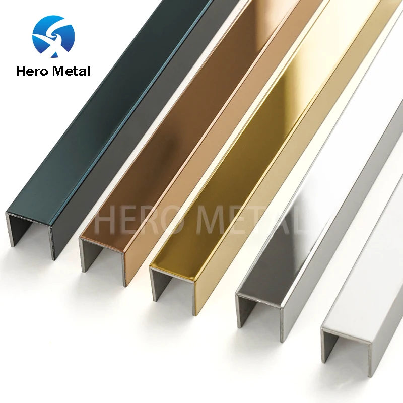 Mirror Brushed Marble Gold Decorative Metal Stainless Steel U Shape Tile Corner Trim Profile for Wall Floor Furniture
