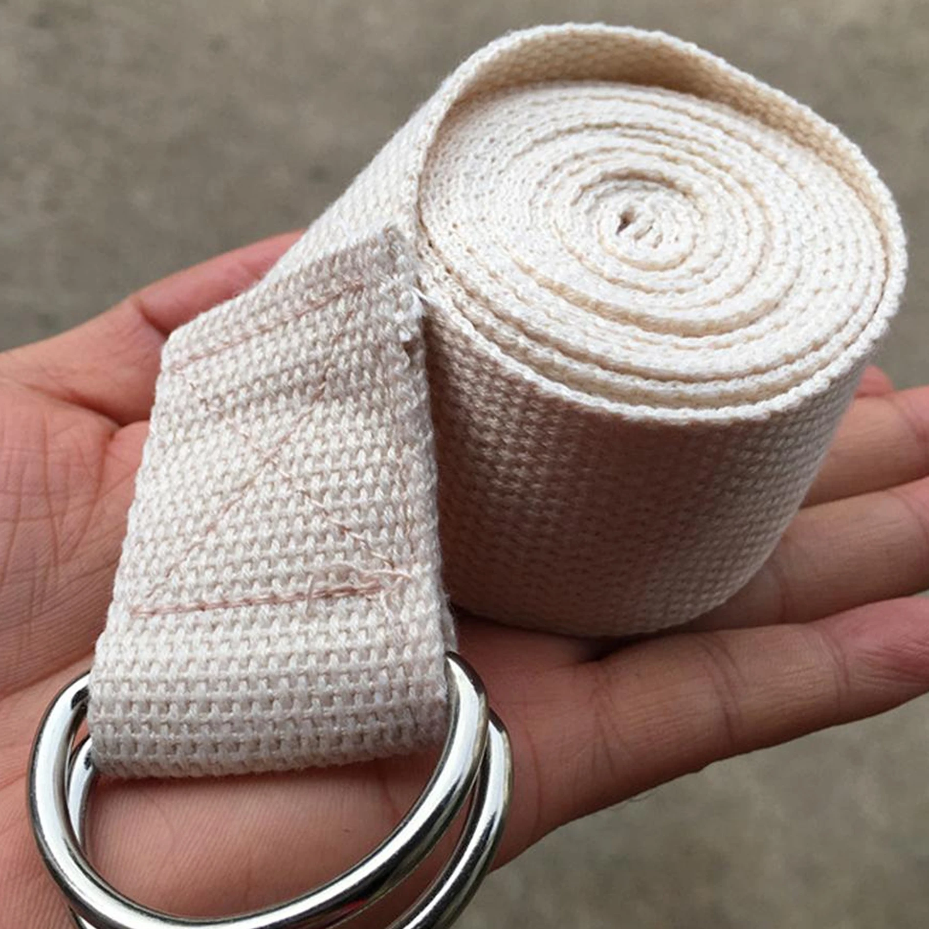 Custom Logo Exercise Polyester Cotton Fitness Carry Yoga Belt Premium Stretch Woven Yoga Straps