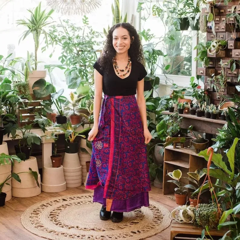 Wholesale Indian Silk Long Wrap  Wholesale Lot of Maxi Skirt Bohemian Skirts Hippie Silk Sari Skirts For Sale