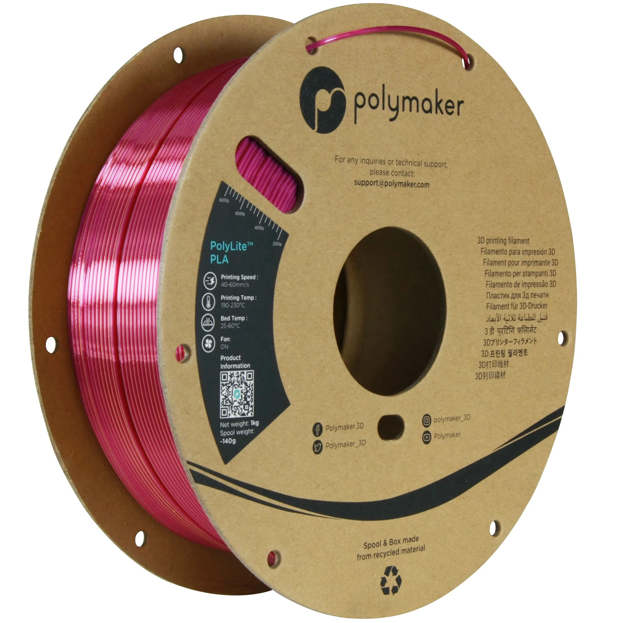 Factory Price Custom 1kg / 1.75mm Polymaker PolyLite PLA Silk Dual Colors Silk Shiny 3D Printer PLA Filament