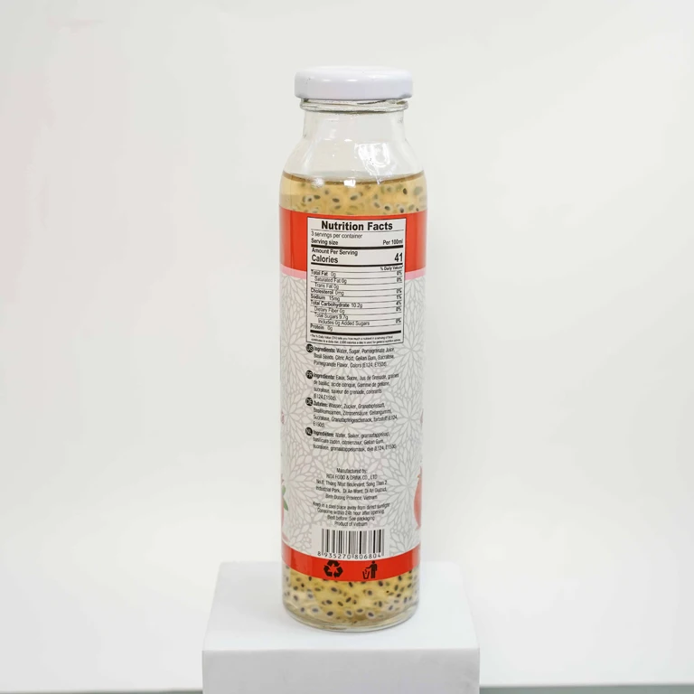 Natural Pomegranate Basil Seed Drink Glass Bottle Exported Customized Tropical Manufacturer Directory No Added sugar