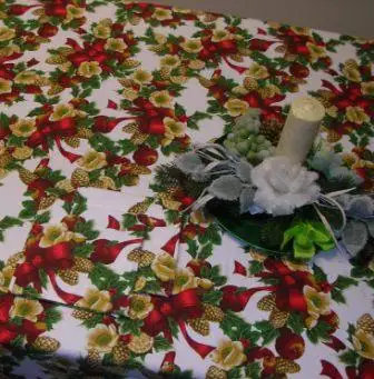 Christmas Design Table Cloth 100% Cotton Fabric 140x540cm for Big Tables Napkin Floral Design for Weddings