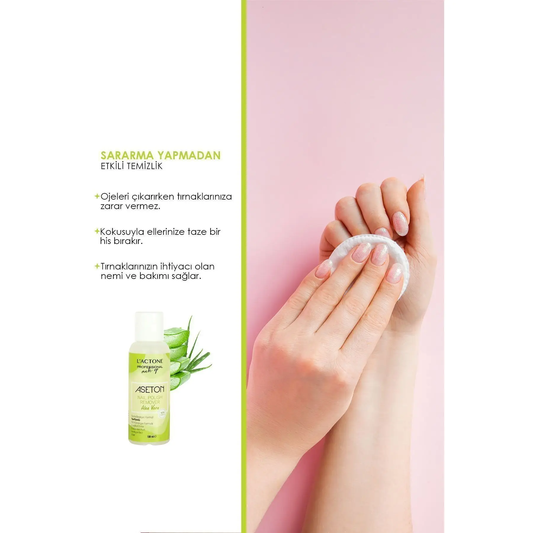 Алоэ Вера ароматизированный ацетон 100 мл/Средство для снятия лака