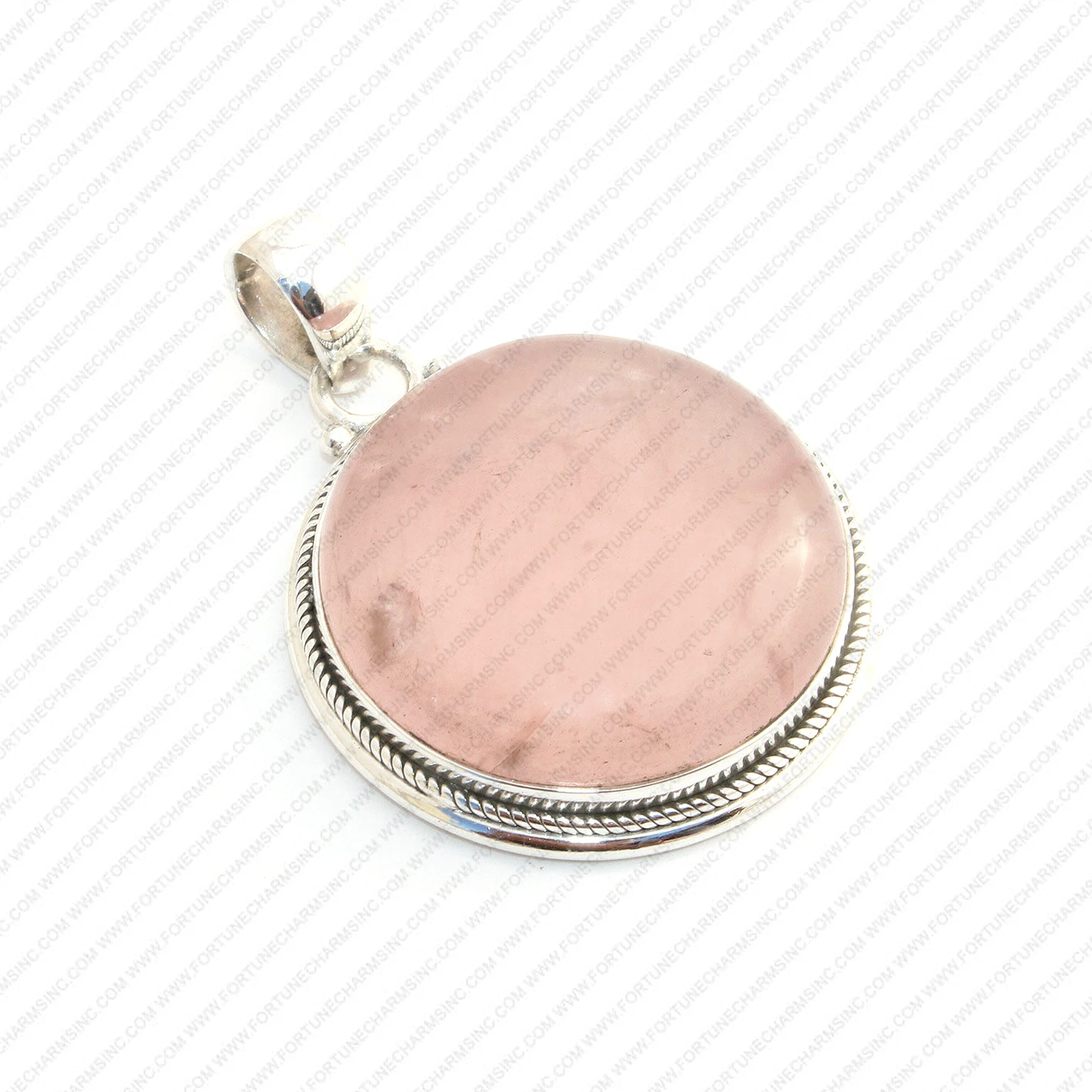 925 Sterling Silver Pendant with Rose Quartz Pink Stone Pendant in Round Cut Fine Pendants & Charms for Her Wedding Gift For Her