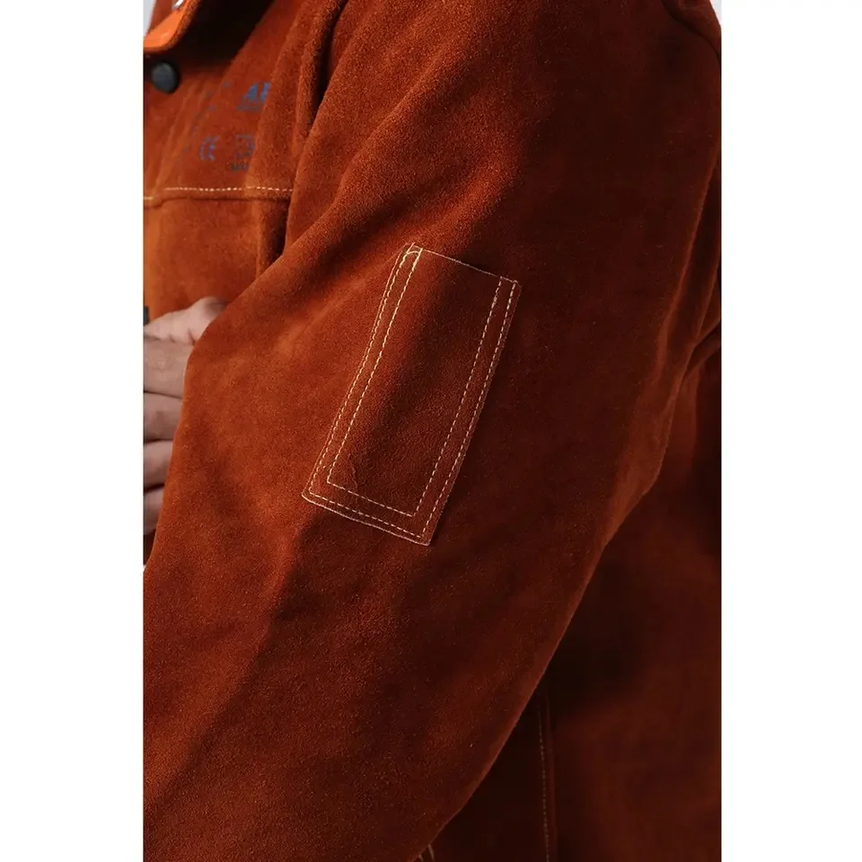 Heat Resistant Cow Split Leather Welding Fire-retardant Safety Jacket Leather Welding Jacket Clothes For Welder Heavy Work