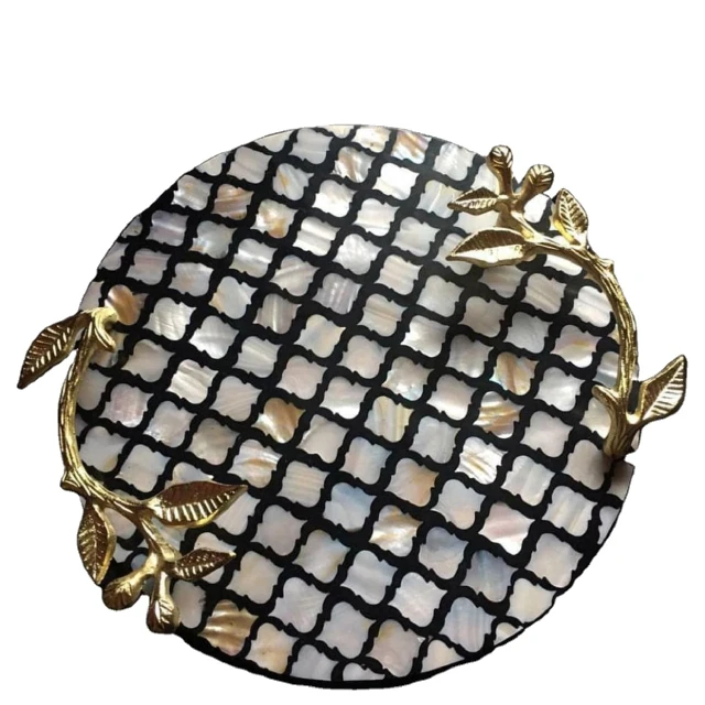 Ручной перламутровый лоток с металлическими ручками