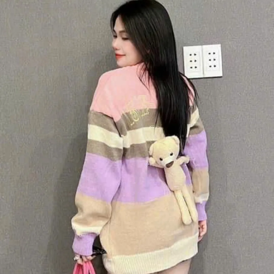 2023 Autumn New Arrivals Women Fashion Design Long Sleeve Pullover Knitted Cardigan Top