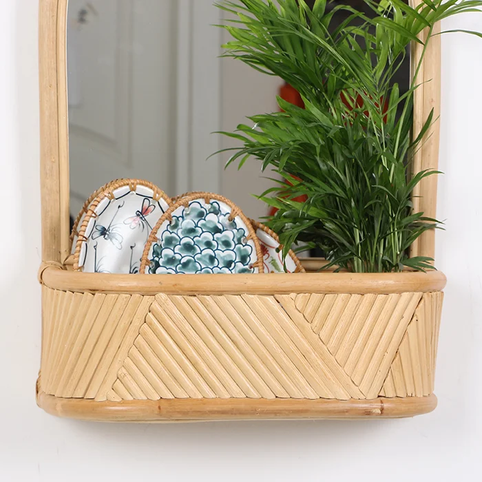 Wholesale rattan wall mirror decorations eco-friendly rattan for home decoration cheap price and high quality made in Vietnam