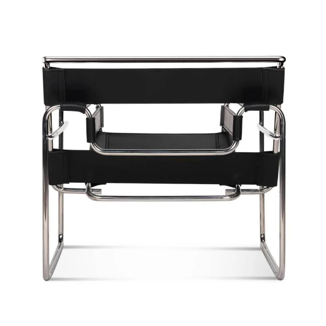 Bauhaus designed armchairs heavy-duty seamless tubular steel frame suspended seats fashionable linear seating for living rooms