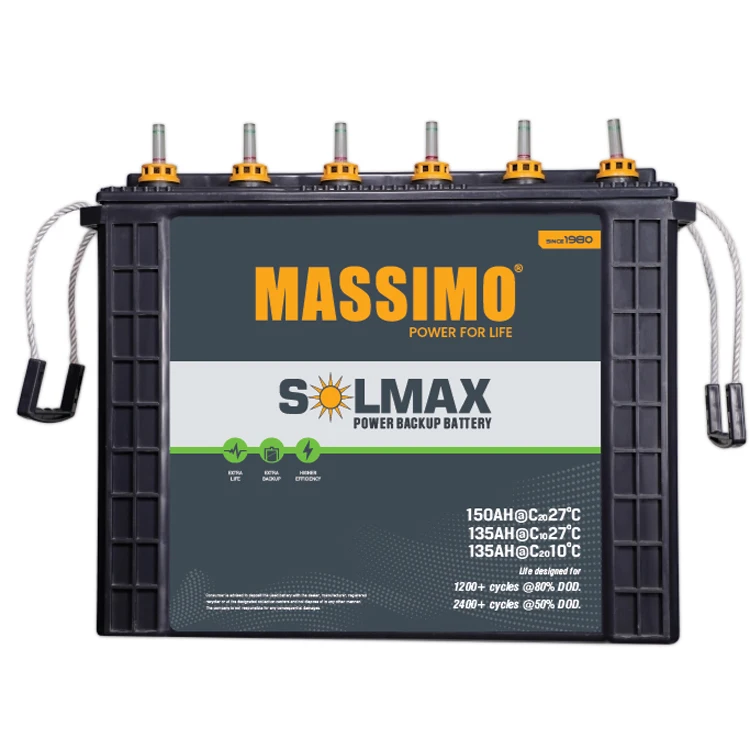 Latest Stock Supplier Selling Lead Acid Batteries 135AH 12 V MASSIMO Power Backup Battery at Affordable Market Price