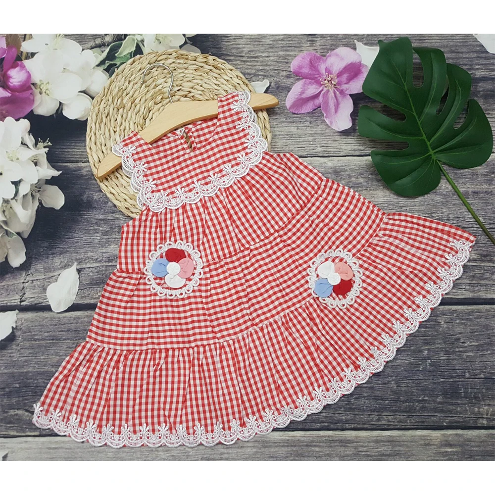 Новое модное платье со сборками От 1 до 6 лет одежда для детей Хлопковое маленьких девочек изготовленные во Вьетнаме