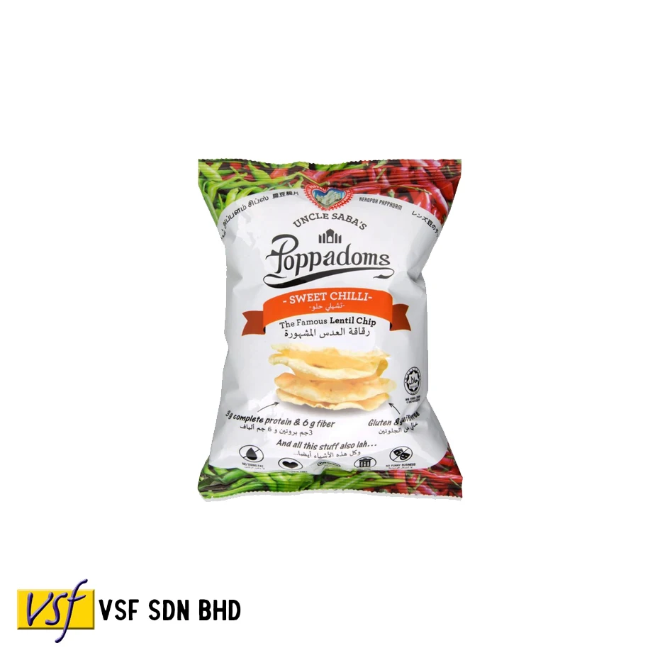 Uncle Saba s Poppadoms Sweet Chilli Healthy Snacks Lentil Chips Vegans Gluten Free High Protein Fibre Cholesterol Free