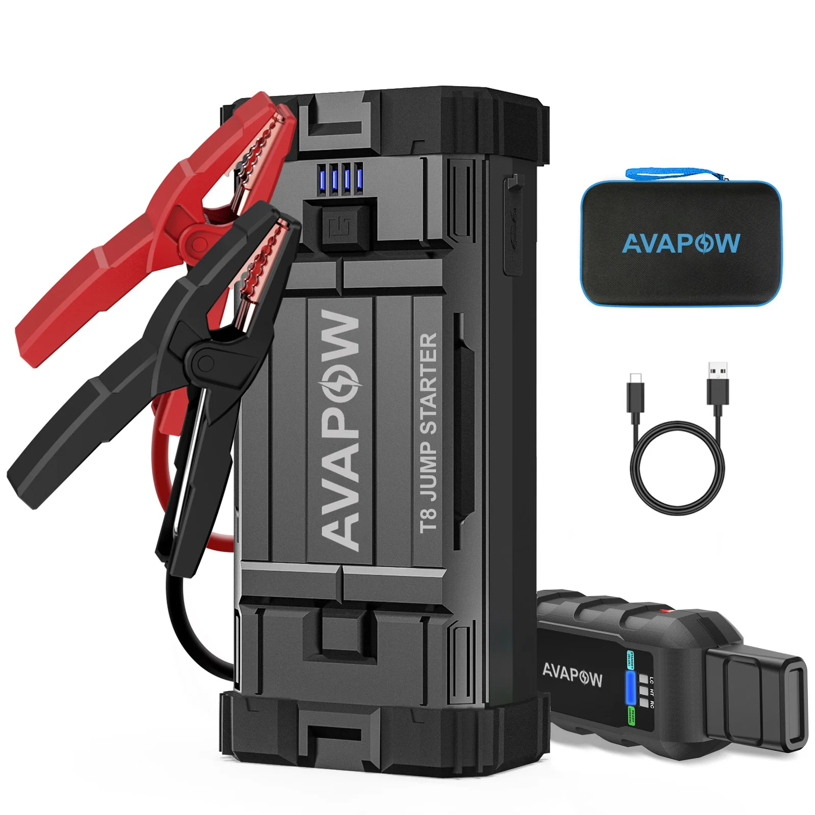 AVAPOW Shockproof 12000mAh 2000A Peak Current Car Jump Starter Lithium Battery Pack Quick Charge 18W 12V Truck Battery Jumper