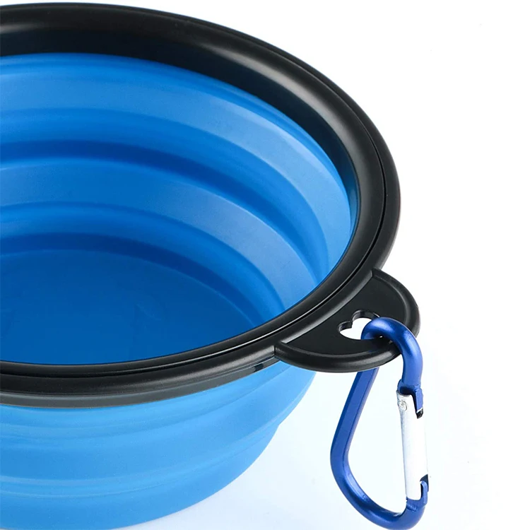 silica gel pet bowl portable travel easy carry water bottle foldable dogs food bowl with carabiner travel bowl
