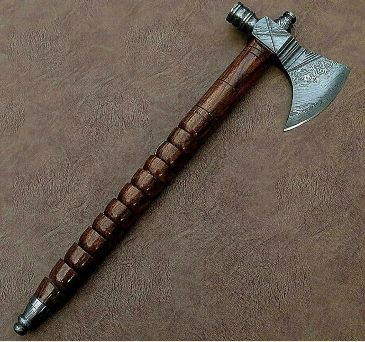 Best Design Wooden Handle With Leather Cover 2022 Custom Hand Made Carbon Camping Use Axe On Sale