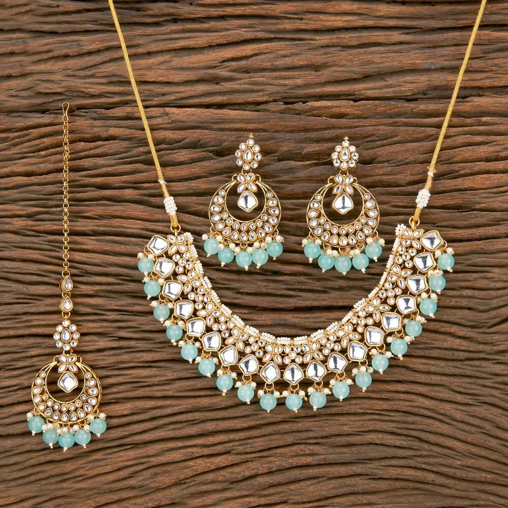 Wholesale High Quality Fashion Indo Western Classic Necklace Set With Gold Plating For Womens