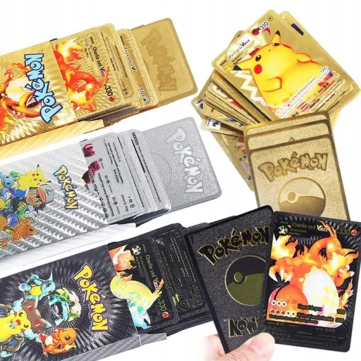 poke mon Cards Metal Gold Vmax GX Energy Card Charizard Pikachu Rare Collection Battle Trainer Card Child Toys Gift