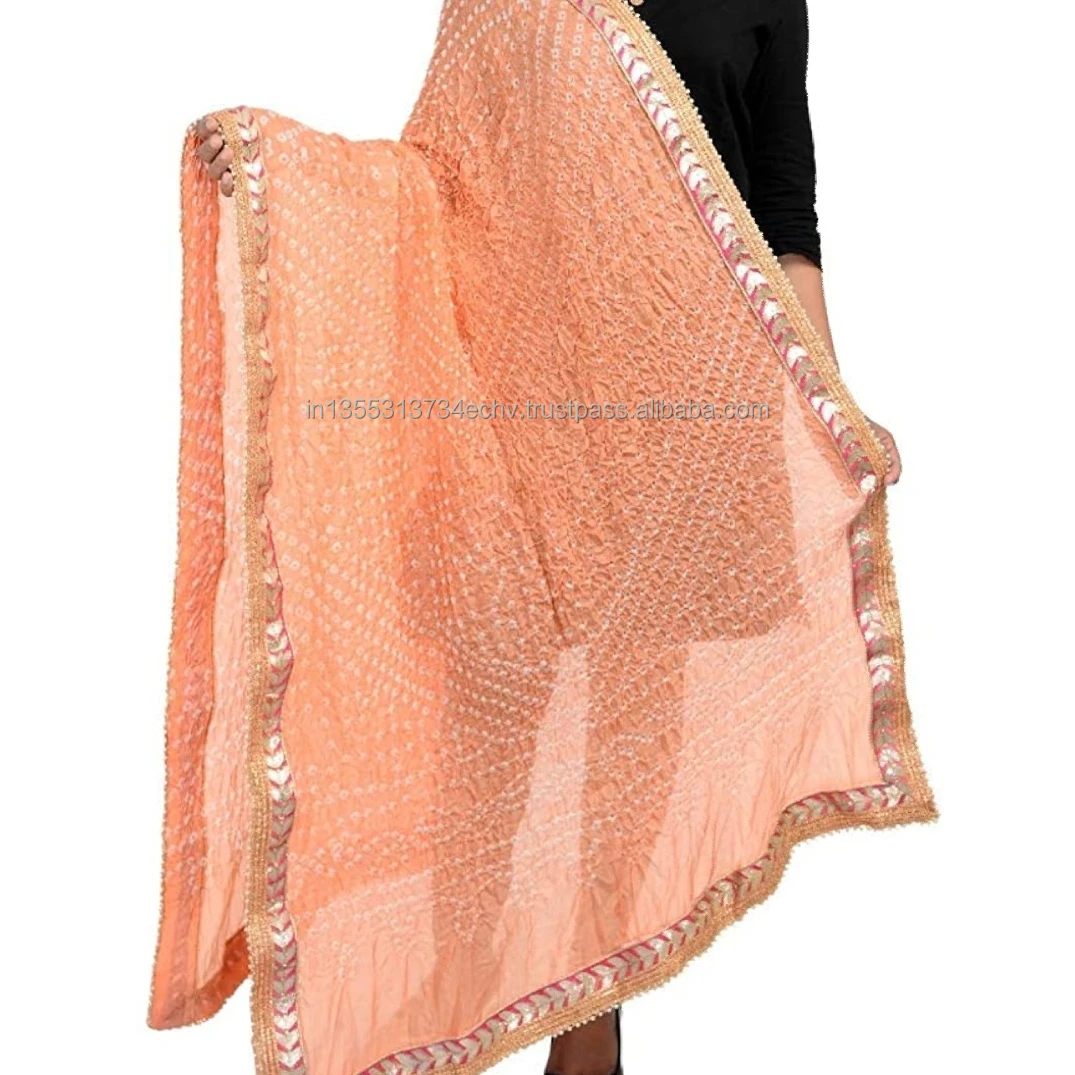 Heavy Handprinted Bandhani Soft Silk Dupatta Ethnic Women Scarf Wedding Home Diwali Decor Dupattas