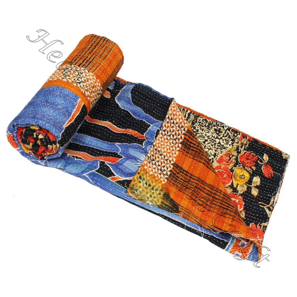 Индийское винтажное Хлопковое одеяло Kantha