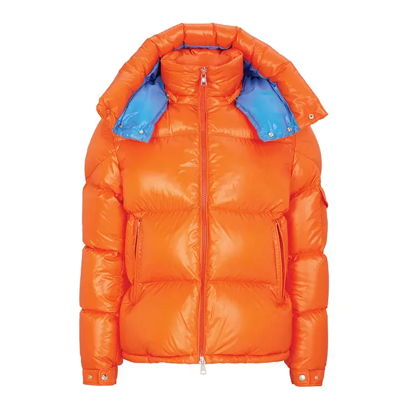 factory new design heavy padded winter thick puffer jacket women plain custom logo quilted shiny  bubble outer wear jacket