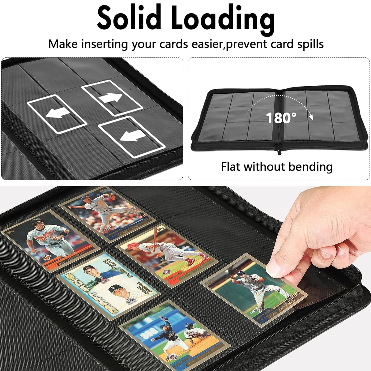 Spot Portable Removable Baseball Game Trading Collector Album Card Binder Holds Protectors  9 Pocket Trading Card Binder