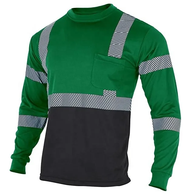 Customized Logo ANSI Class 2 Shirt Work Wear Long Sleeve Reflective Mens Safety Shirts