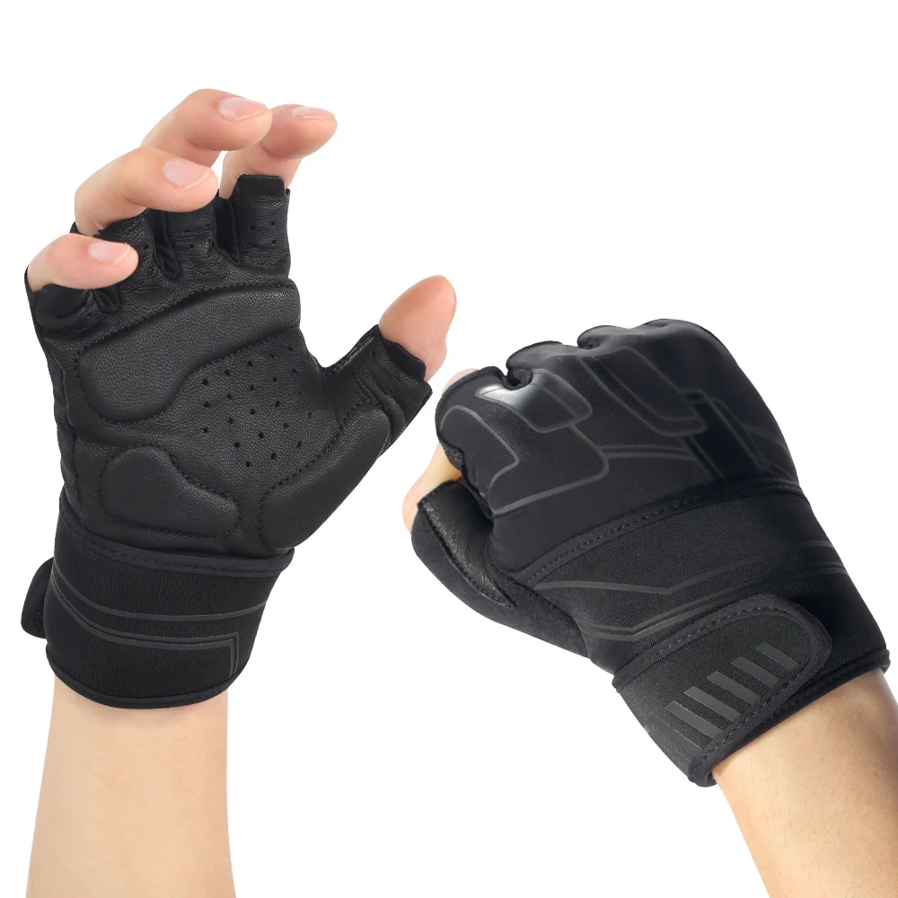 2024 Unisex Half-Finger Fitness Gym Gloves with Wrist Support Hot Sale Weight Lifting Gloves Men Women Outdoor Sports Fishing
