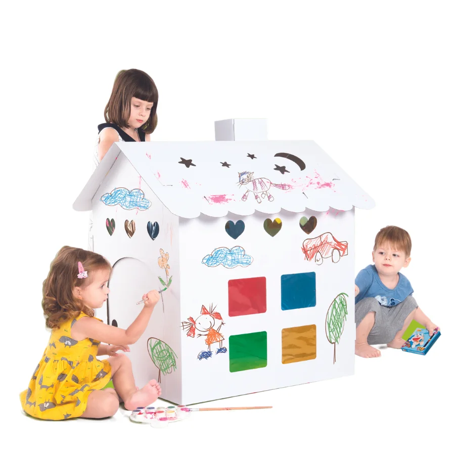 Paper House Paper Drawing And Coloring Puzzle DIY Educational Cardboard Painting Paper House Kids Toys
