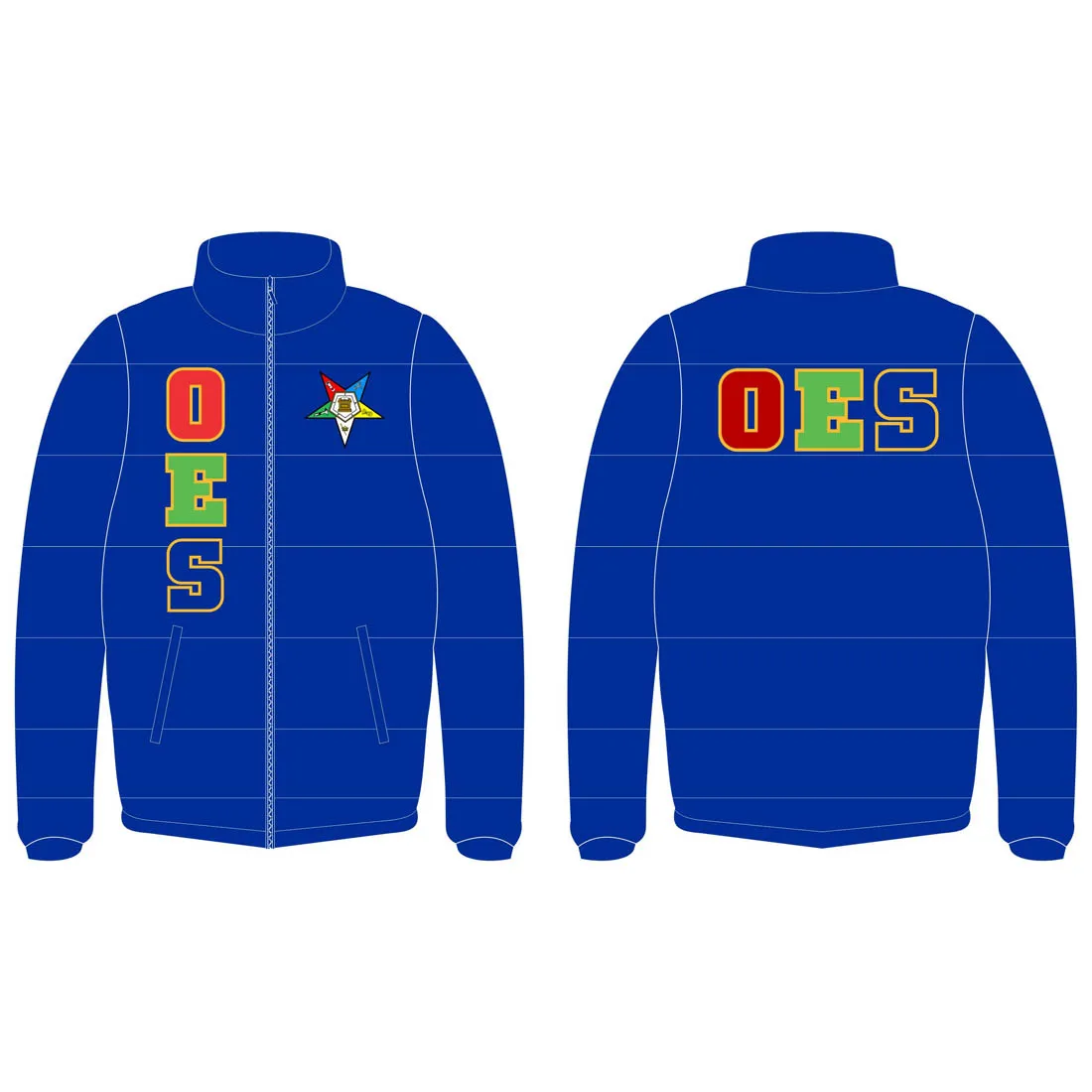 OEM Design OES Printed Outdoor Male Warm Winter Sorority and fraternity Puffer Jacket For Sale designer custom jacket