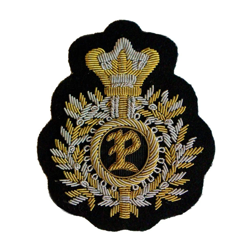 Custom Made Logo Unique American Military Navy Army Hand Embroidered Brazilian Navy Officers Navy Bullion wire Blazer Badges