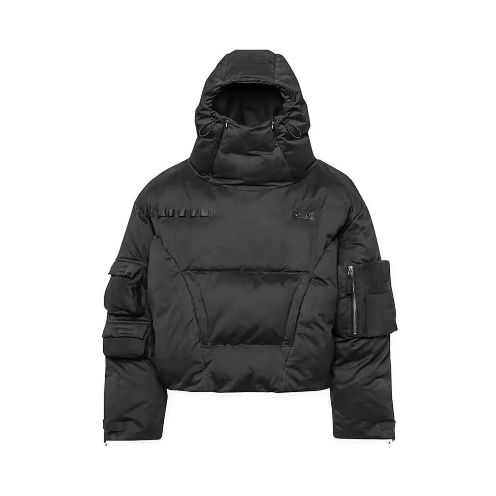 Latest High Quality Face Masked Multiple Pockets Black Lightweight Custom Logo Bubble Winter Goose Down Coat Puffer Jacket Men
