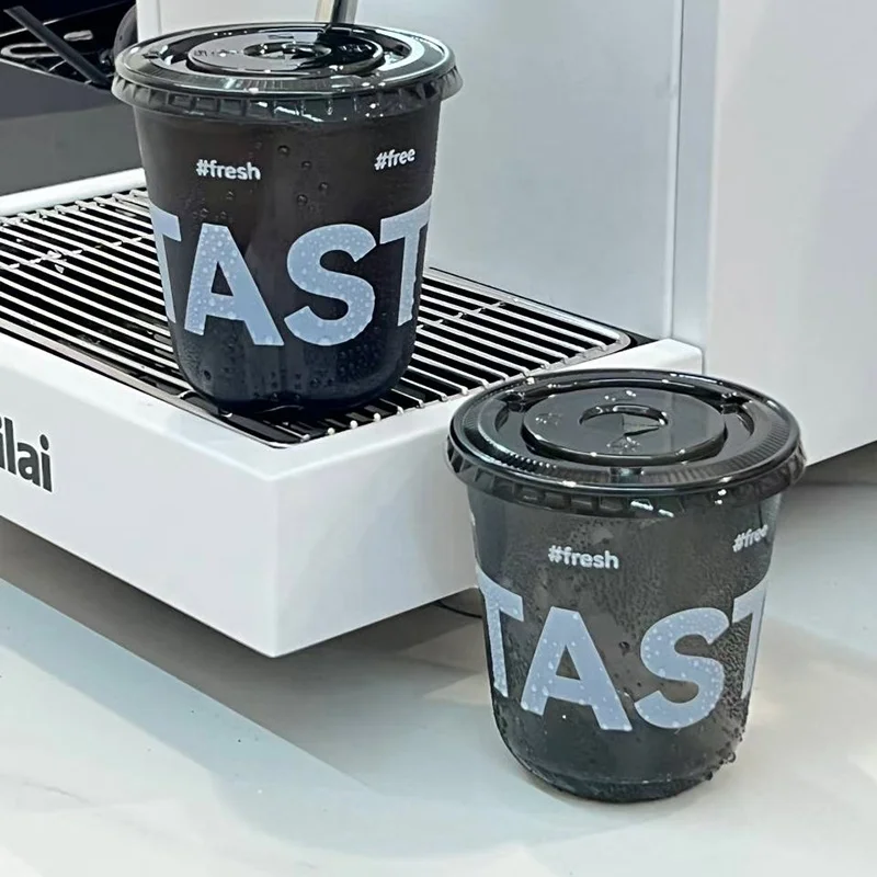 Yoghurt Drink and Snack Cups Neat Food & Beverage Plastic with Container Clear Plastic Glass Disposable 2 in 1 Single Wall