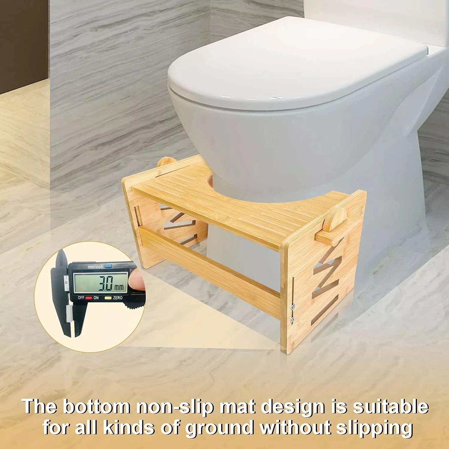 Toilet Stool for Bathroom Multi-Height & Angle Adjustable Bamboo Potty Stool for Adults & Kids Poop Stool Fit All Toilets