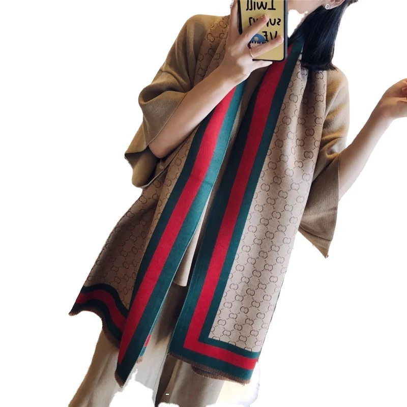 Designer scarves double sided shawl for Women jacquard Cashmere scarf Girls Gifts Long Winter Warm Trendy Big Square scarf