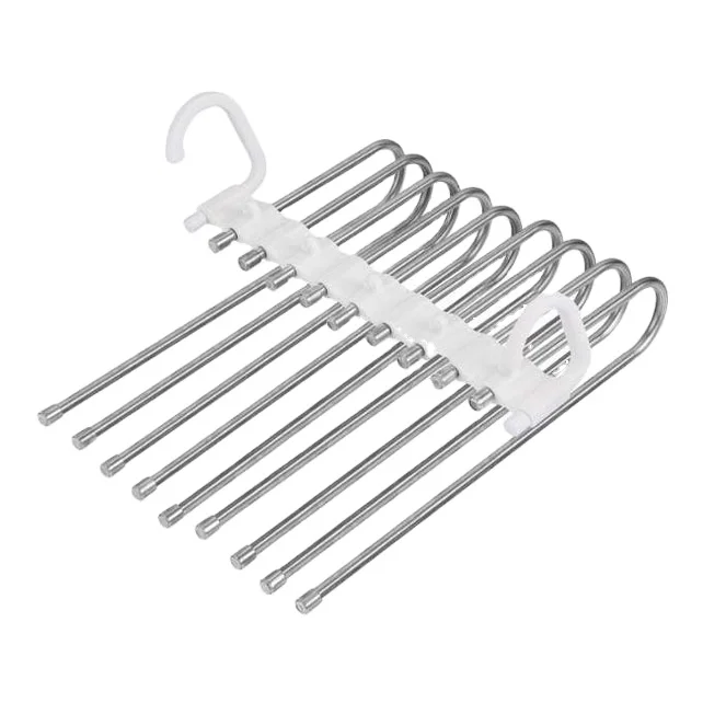 Multi functional metal folding stainless steel magic folding pants rack hanger